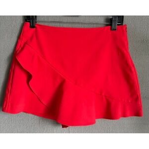 Zara Mini Skirt‎ Skort Women Medium Red  Ruffle Wrap High  Preppy Stretch Casual